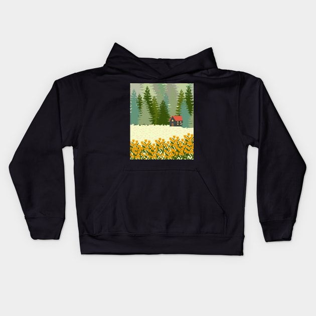 Little house in the big woods Kids Hoodie by SkyisBright